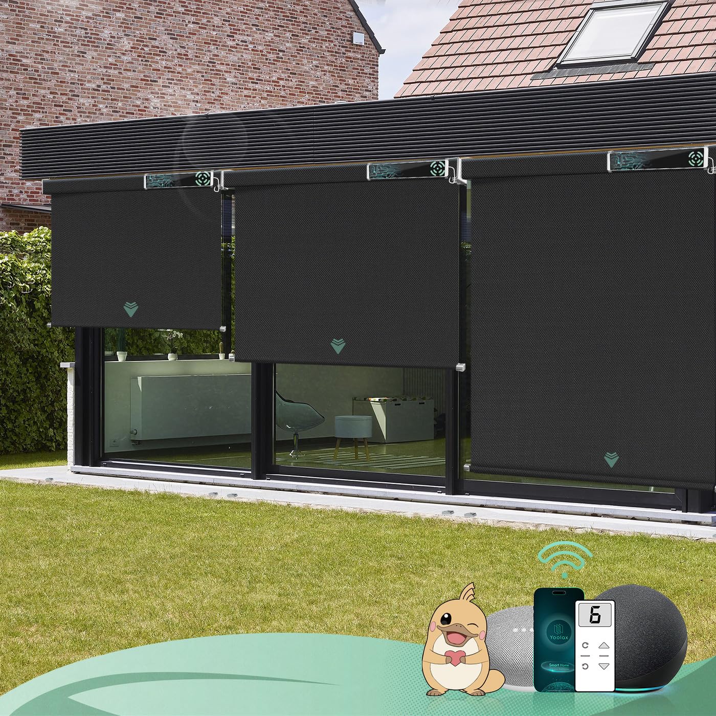 Amazon｜Yoolax 電動 アウトドアロールスクリーン 屋外 スマート